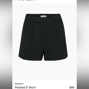Aritzia Babaton pleated 3” short- BROWN